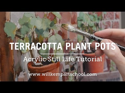 Acrylic Still Life Painting Tutorial - Terracotta Plant Pots