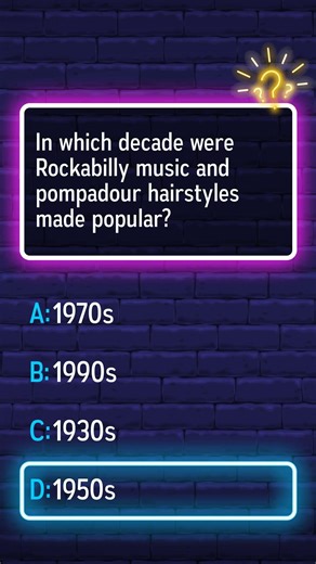 In which decade did Rockabilly music and pompadours become popular?