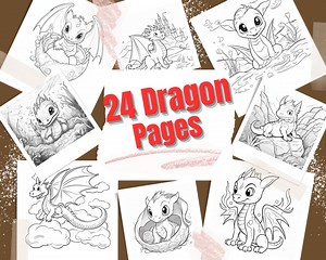 24 Cute Dragon Coloring Pages for Adults and Children, PDF Download - Etsy UK