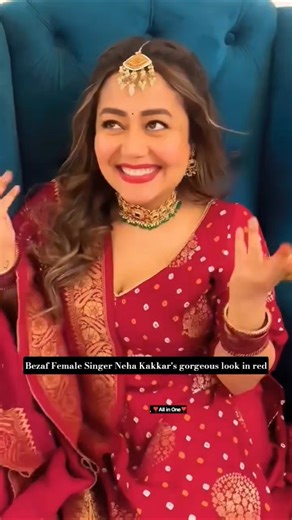 Bezaf Female Singer Neha Kakkar's gorgeous look in red outfit#saadlamjarred#nehakakkar#youtubeshorts