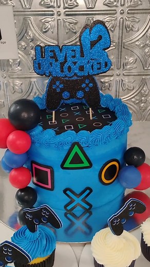 Level 12 UNLOCKED! Playstation Themed Cake! #cakeideas #birthday #customcake #gamers #playstation #spoilmewithcake