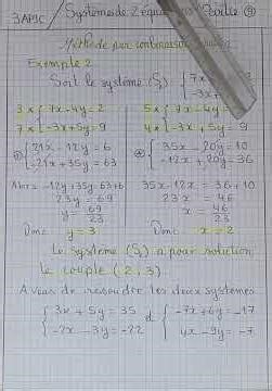 Résolution algébrique : Méthode par combinaison linéaire /3APIC /PARTIE 9