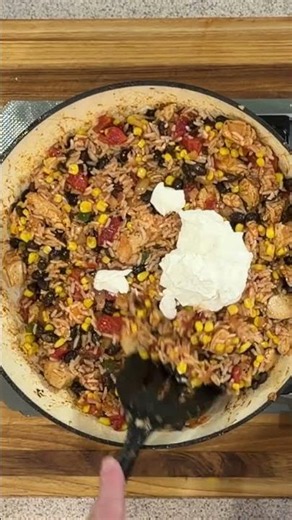 Mexican Street Corn Chicken Rice Skillet in Under 30 Minutes! #fyp #shorts