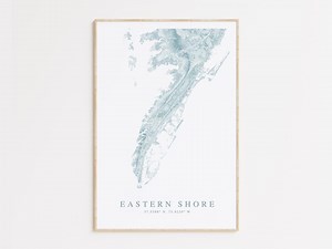 Eastern Shore Virginia Map Print, Map of Chesapeake Bay, Cape Charles VA, Chincoteague Virginia, Coastal Wall Art, Chesapeake Bay Gift - Etsy