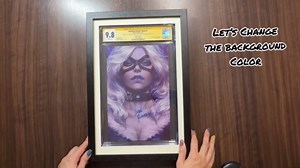 Graded Comic Book Frame – Black Frame & White Mat with Artwork by Artgerm. UV Protection for Standard CGC/CBCS Graded Comic Books. Display on Wall or Tabletop.