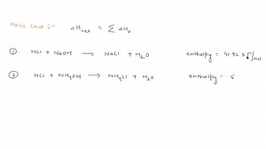 use hess law and the class enthalpy values for the reactions naoh hci and nh hcito calculate the enthalpy of neutralization of ammonium chloride and hydrochloric acid you may need t0 reverse 58153