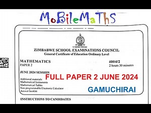 ZIMSEC - MATHS JUNE 2024 : P2