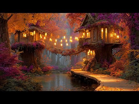 Enchanted Autumn Treehouses | Relaxing Nature Music & Cozy Ambience for Inner Healing