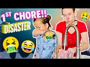We Got SOAKED Teaching Myla Her First Chore 😂 | Dish Washing Disaster