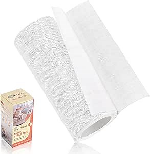 Cahomo Self Adhesive Fabric Repair Patch, 4x63 inch Canvas Repair Tape, Fabric Repair Kit for Furniture, Sofas, Car Seats, Headboards, Chairs, Couchs (White)