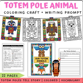 Totem Pole Animal Craft & Literacy Pack | Coloring, Writing Prompts & Vocabulary