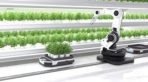 Smart robotic farmers concept, robot farmers, Agriculture technology, Farm Automation