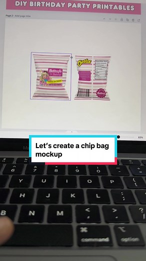 Create Barbie Birthday Theme Chip Bag Mockup with Canva