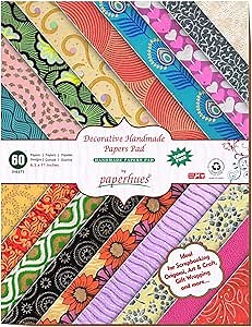 Paperhues Decorative Scrapbook Papers 8.5x11" Pad, 60 Sheets, Assorted Colors.