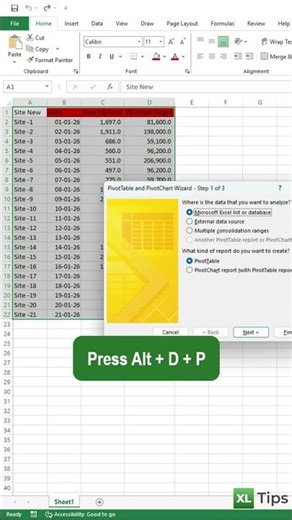 ALT + D + P PivotTable Wizard in Excel | Excel Pivot Shortcut | Excel Tips and Tricks