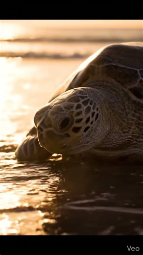 Watch a SLOWLY moving Tortoise enter the CALM sea in Stunning 4k