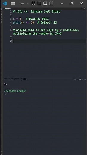 [54] Python Bitwise Left Shift Operator | Codex People #python #coding #shorts
