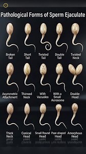 Sperm morphology is a critical factor in male fertility. This illustration highlights common structural defects that hinder fertilization. ​Tail Defects: Anomalies like Broken, Short, Twisted, or Double Tails severely impact motility, preventing the sperm from swimming effectively to the egg. ​Neck & Attachment Issues: Defects such as Twisted, Thinned, or Thick Necks, along with Asymmetric Attachment, cause erratic movement or make the head fragile and prone to detaching. ​Head Abnormalities: Th