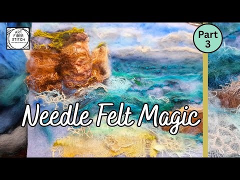 2D Needle Felt Magic part 3 create a wool picture of Sea and Sky #needlefelting #art #woolart #diy