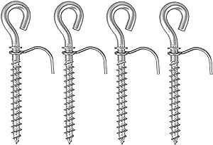 Haute Decor Prime Stakes, Heavy Duty 5 inch Twist-in Metal Yard Stakes - Tent Stakes, Ground Anchors - Pack of 4 Stainless Steel Ground Stakes