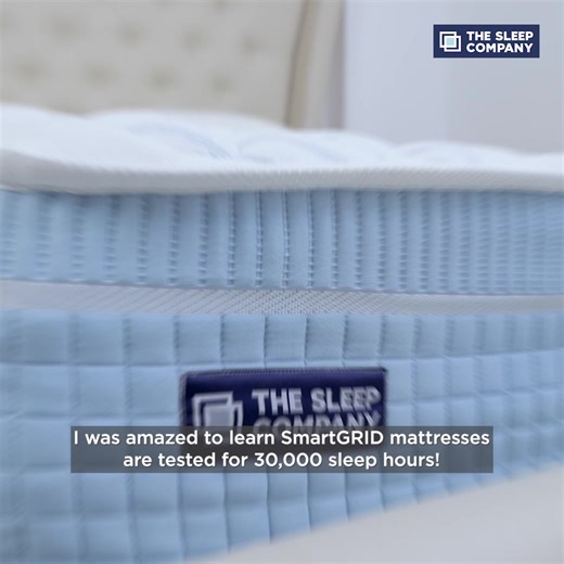 The Sleep Company’s mattress comes with India’s first & only SmartGRID technology! SmartGRID technology adapts to any body shape, providing 2x adaptive back support and featuring over 2,500 air channels for a cooler, deeper sleep experience. ✅ India’s First & Only SmartGRID Technology ✅ 2x Adaptive Back Support ✅ 2500 Air Channels ✅ 100 Nights Free Trial ✅ 10 Years Warranty ✅ No Cost EMI Visit The Sleep Company's nearest store today and experience the difference. | The Sleep Company