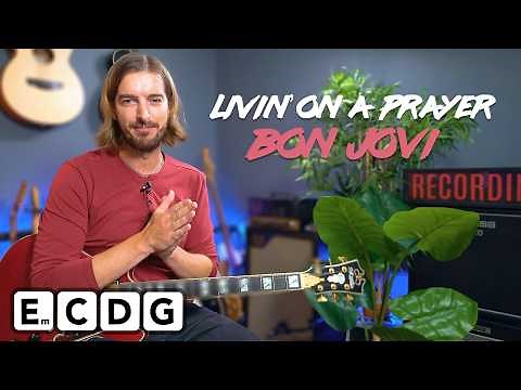 Play Livin' On A Prayer by Bon Jovi - EASY CHORDS, Riffs & SOLO!