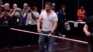 The actor of darth maul shows his lightsaber powers