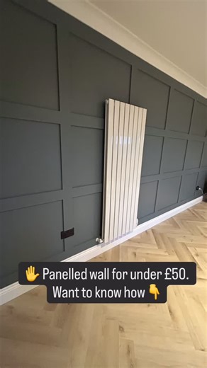 Thinking of buying your wall panelling pre-cut in boxes? Stop - read this first 👇 This whole panelled wall cost us under £50! You can save yourself a fortune by buying a full sheet of MDF instead of pre-cut boxes. Head to B&Q or your local builder’s merchant - both sell large MDF sheets (usually 2440mm x 1220mm) for around £20–£25 depending on thickness. Buy 1 sheet of MDF and ask them to cut it using your measurements. 💡 Here’s what to do: 1️⃣ Work out your wall measurements first. 2️⃣ Decide