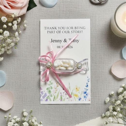 Personalized Heart Candy Favors: Acrylic Container With Custom Printed Card - Etsy