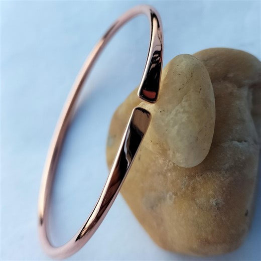 Adjustable Copper Bangle Bracelet, Minimal Handcrafted Jewelry - Etsy