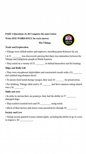 29K views · 427 reactions | IELTS Listening Practice Test - The Vikings 亮 | 핀피핃핋핊 픻핣핖핒핞 | Facebook