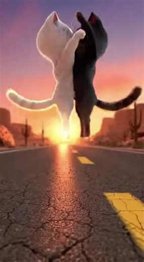 Purple and Yellow Cats Fight War #catshorts #trending