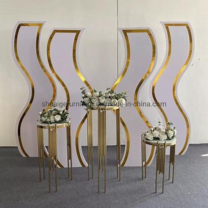 [Hot Item] New Design PVC White Panel Party Decoration Gold Metal Wedding Backdrop
