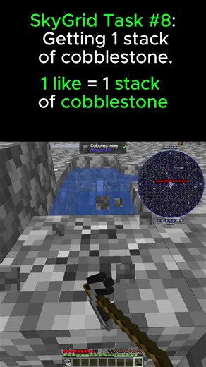 SkyGrid Task #8: 1 Stack of cobble. #minecraft #skygrid #gameplay