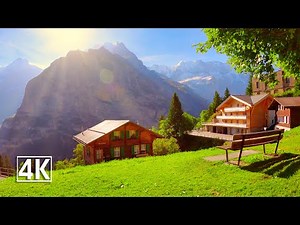 Mürren Switzerland 🇨🇭 a cosy mountain village | summer walk 4K