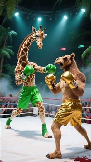 Epic AI Boxing Fight 🦒 Giraffe vs 🐪 Camel | Jungle Arena Showdown#Shorts