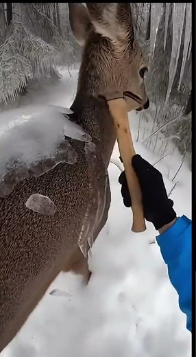 Deer Frozen in Ice After Freezing Rain… Then This Happens 🦌❄️