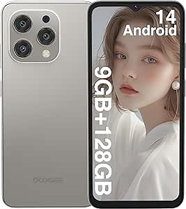 DOOGEE N55 (2025) Android 14 Cell Phone,9GB+128GB Expandable 1TB Android Phone,6.56" HD+ 90Hz Unlocked Cell Phone,5150mAh Battery,13MP+8MP,Dual SIM 4G Phone,Face Unlock,OTG/T-Mobile