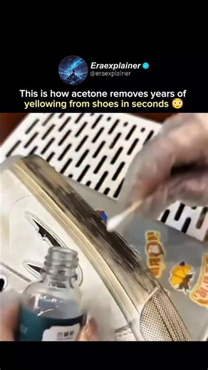 eraexplainer | White rubber soles often turn yellow from oxidation and embedded dirt, not just surface dust. Solvents like acetone can dissolve certain... | Instagram