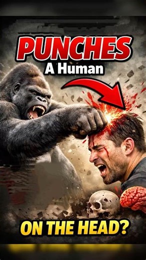 🤯🧠 Gorilla vs Human Head – One Punch? #facts #truestory #gorillavshuman