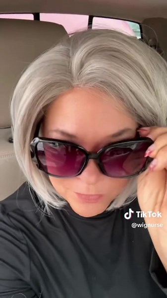 Gorgeous mono lace front grey wig that is so fast and ready to go with you for the day so click below ⬇️ #greywig #hairtok #hairstyle #wig #shorthair