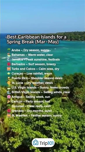 Best Caribbean Islands for Spring Break 2026 🌴☀️ #shortsvideo #shorts