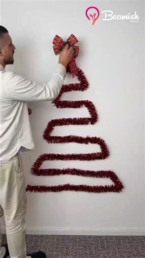 Wall Tinsel Christmas Tree 🎄 #christmas #wall #tree #decor