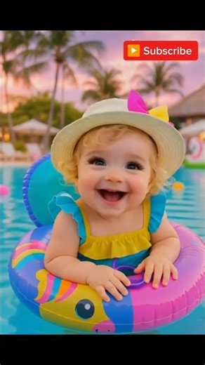 cute baby is swimming❤️#cartoonforkids #cute #babytoons #babygril #funny #viralshort #fypシ #shorts