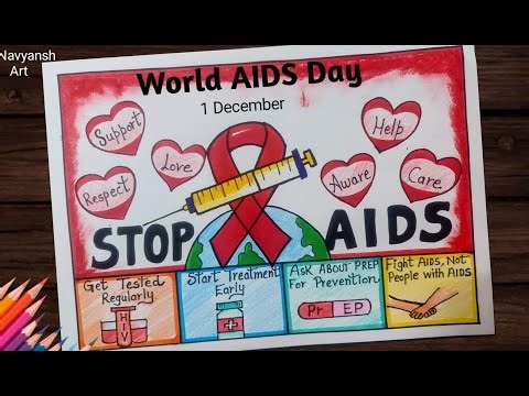 World AIDS Day poster drawing,1 December / How to make Aids awareness chart / Aids awareness drawing
