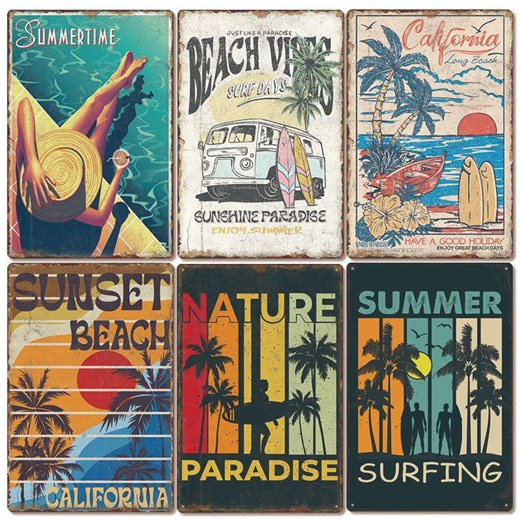 Retro Surfboard Metal Sign: Beach Bar Wall Decor - Etsy Australia