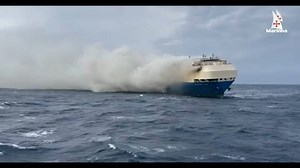 Abandoned cargo ship filled with luxury cars still burning in Atlantic Ocean