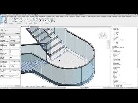Revit study-31- (Create stair and a curve-type glass railing_ part -1)