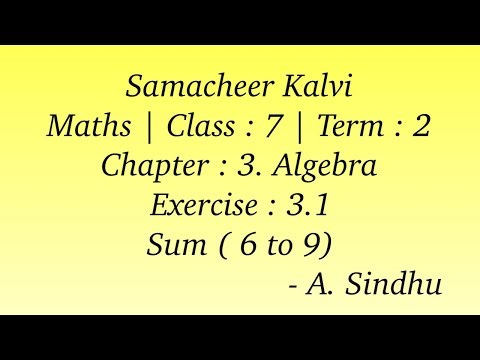 7th Maths Term 2 Samacheer | Chapter 3 | Algebra | Exercise 3.1 | Sum ( 6 to 9 )
