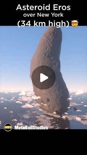 MetaBallStudios ✨ on Instagram: "Asteroid Eros Compared to NYC 🤯☄️ #newyork #asteroid #city #plane #earth #solarsystem #universe"